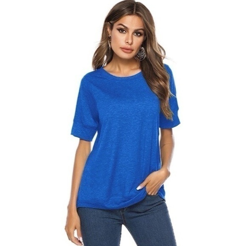 COS Crew Neck Basic Blue Short Sleeve Tee